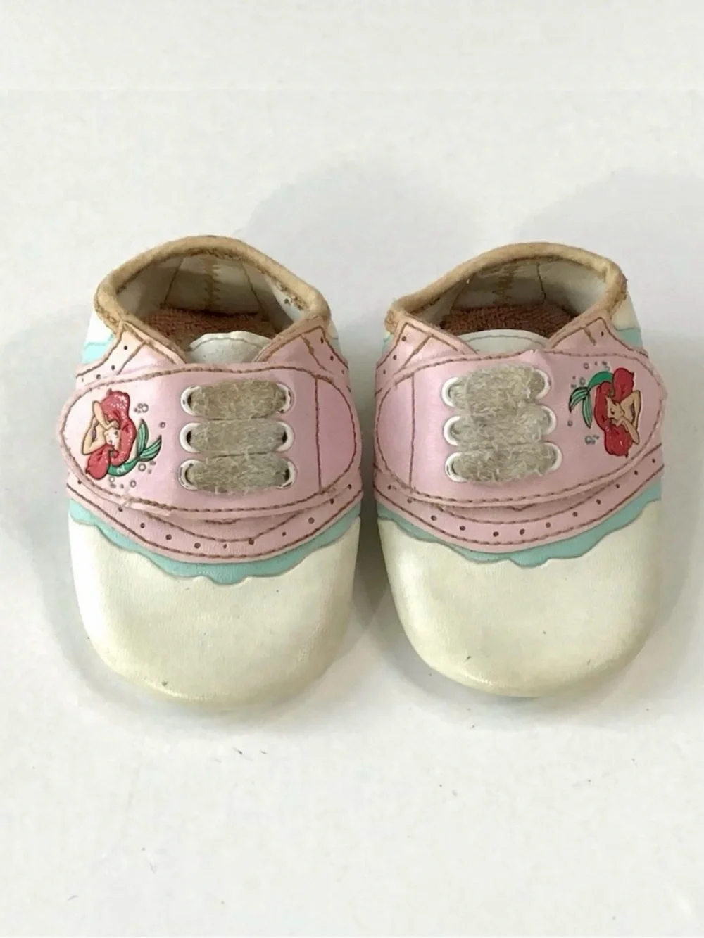 Vintage 1990s Disney The Little Mermaid Ariel Baby Shoes Hook & Loop Closure
